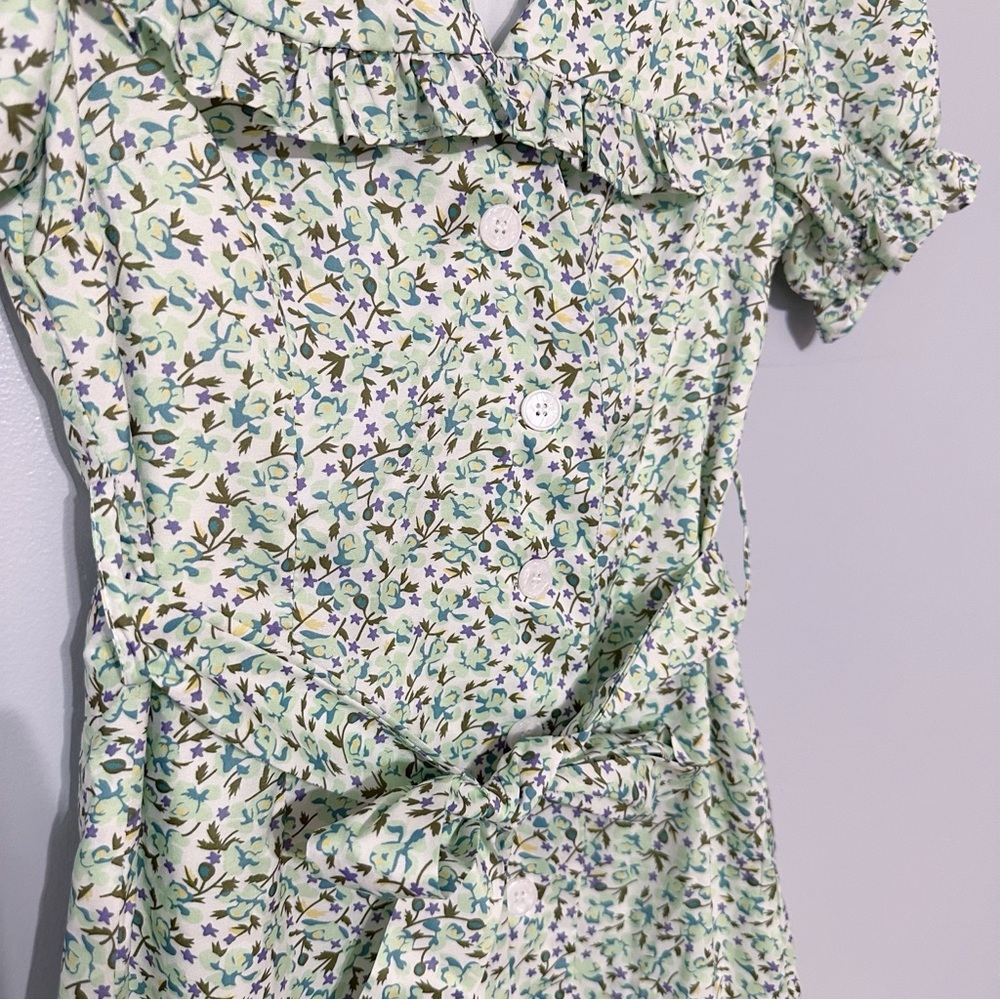 Avantlook Short Puff Sleeve Floral Mini Dress Statement Collar‎ Size Medium - Picture 4 of 12